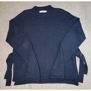 Bec & Bridge‎ Revolve Women's Navy Sweater Cashmere Blend Slit Sides w Buckles 4
